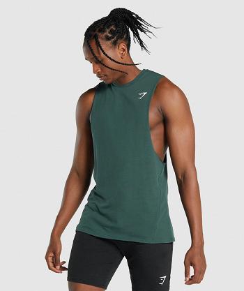 Camiseta Tirantes Gymshark Critical 2.0 Drop Arm Hombre Verde Oscuro | CO 3186UZG